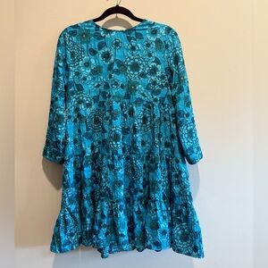 ZARA SIZE M TIERED BLUE FLORAL DRESS